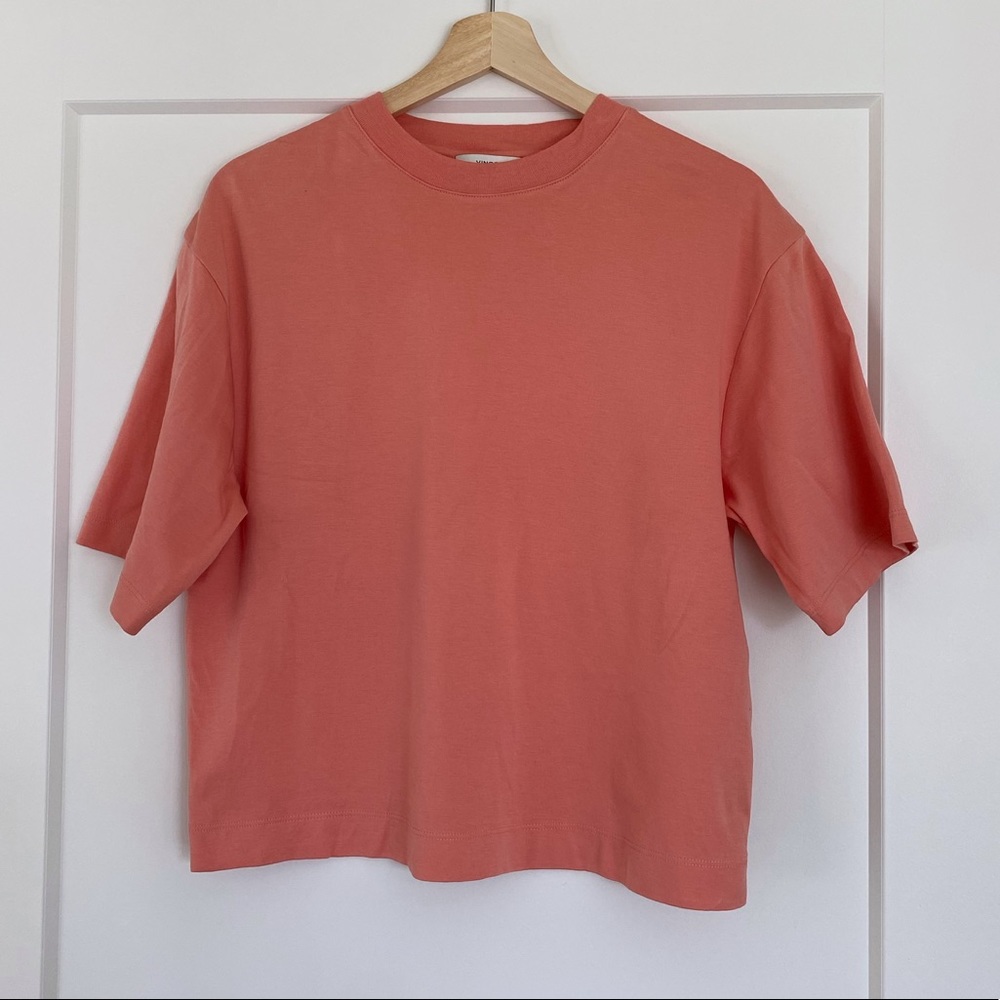 Vince Tee peach coral pink crop boxy top like new!
